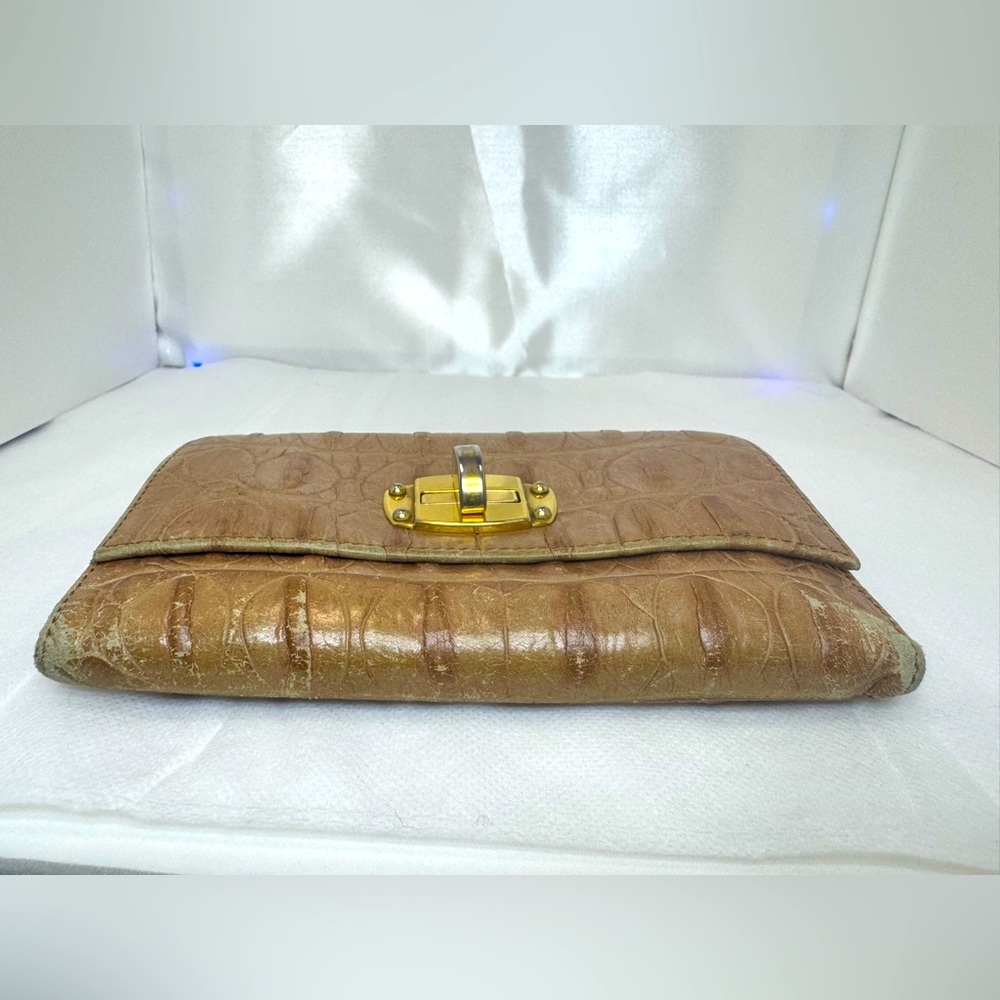 Miu Miu Wallet Zip Pocket Turn Lock RARE Vintage Miu Miu Crocodile Embossed - Picture 4 of 15